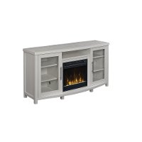 White TV Stand with Fireplace (54 Inch) - Rossville-3