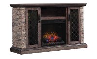 Faux Stone TV Stand with Fireplace (60 Inch) - Captain