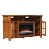 Oak TV Stand with Fireplace (60 Inch) - Dakota-3