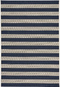4 x 6 Small Striped Navy Indoor-Outdoor Rug - Finesse