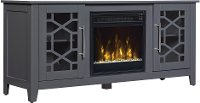 Transitional Cool Gray 54 Inch TV Stand with Fireplace - Clarion