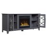 Transitional Cool Gray TV Stand with Fireplace (54 Inch) - Clarion-5