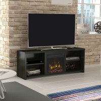 Black Walnut TV Stand with Fireplace (60 Inch) - Shelter Cove