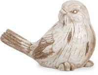 White Washed Carved Wooden Garden Bird