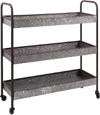Galvanized Metal 3-Tier Cart on Casters