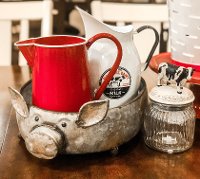 Galvanized Metal Piggy Planter-2
