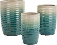 16 Inch Beige and Green Ombre Garden Pottery Planter