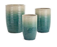 13 Inch Beige and Green Ombre Garden Pottery Planter