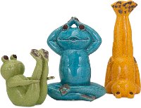 13 Inch Yellow Yoga Ceramic Frog Figurine