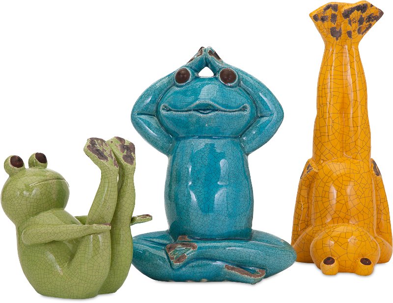 13 Inch Yellow Yoga Ceramic Frog Figurine Rc Willey 13 Inch Yellow Yoga Ceramic Frog, Ceramic Frog Garden Decor