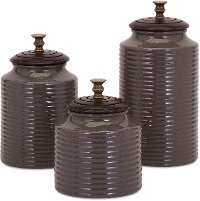 7 Inch Gray Ceramic Lidded Canister