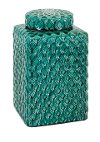 Clearance 12 Inch Green Square Ceramic Lidded Container