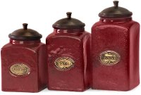 7.5 Inch Red Ceramic Lidded Canister