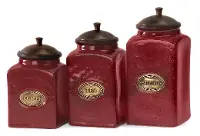 7.5 Inch Red Ceramic Lidded Canister