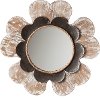 Flower-Shaped Framed Mirror with 2 Layers of Wooden Distressed Finishes