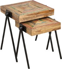 Recycled Teak Nested Side Tables - Set of 2