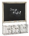 Framed Chalkboard with Hanging Metal Wire Baskets