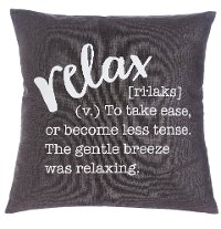 Charcoal and White Relax Throw Pillow