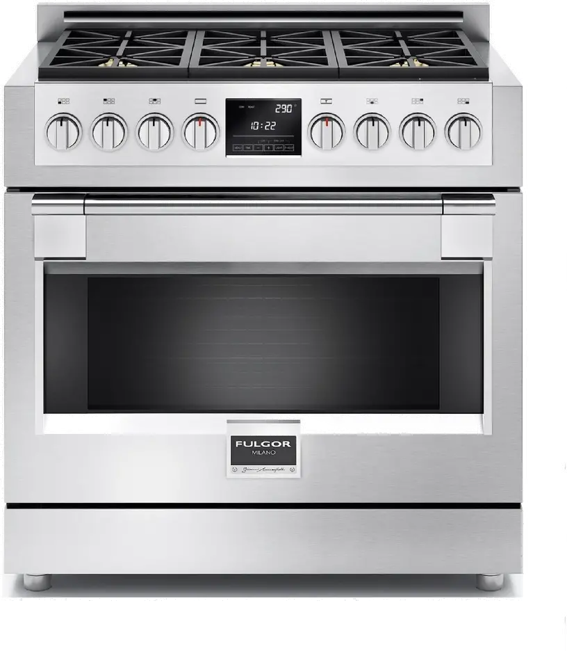 F6PDF366S1 Fulgor Milano 36 Inch Stainless Steel Dual Fuel Range-1
