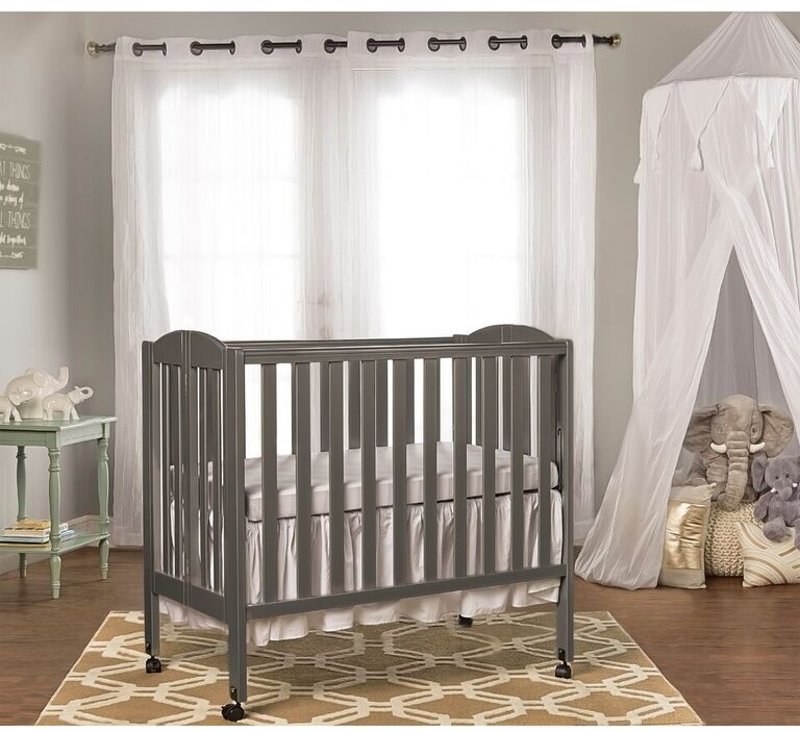 grey portable crib