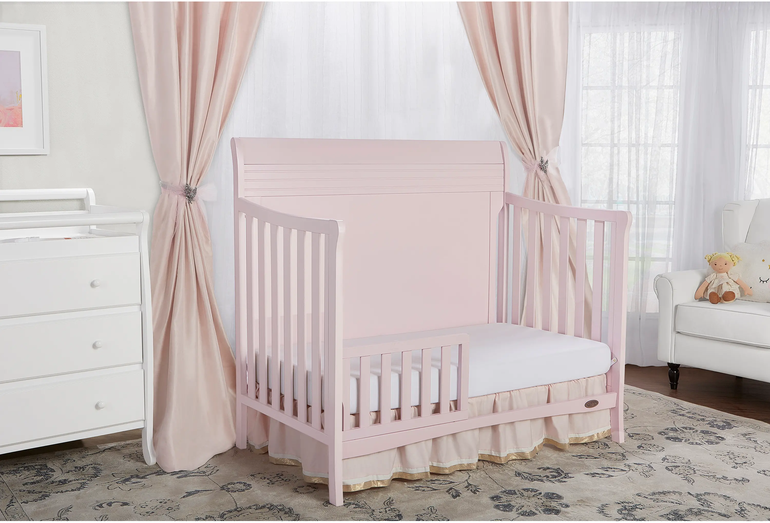 Blush Pink 5-in-1 Convertible Crib - Bailey-1
