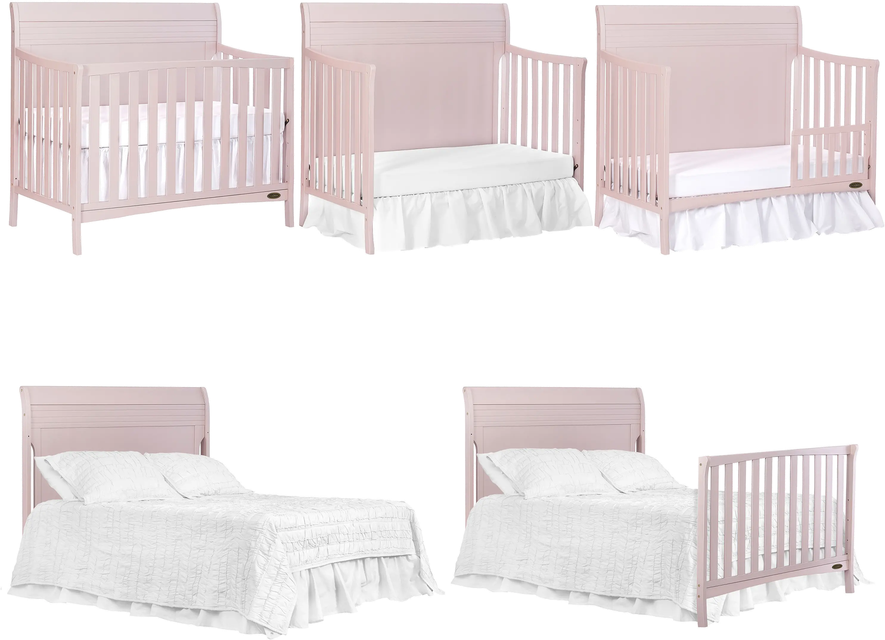 Blush Pink 5-in-1 Convertible Crib - Bailey-2