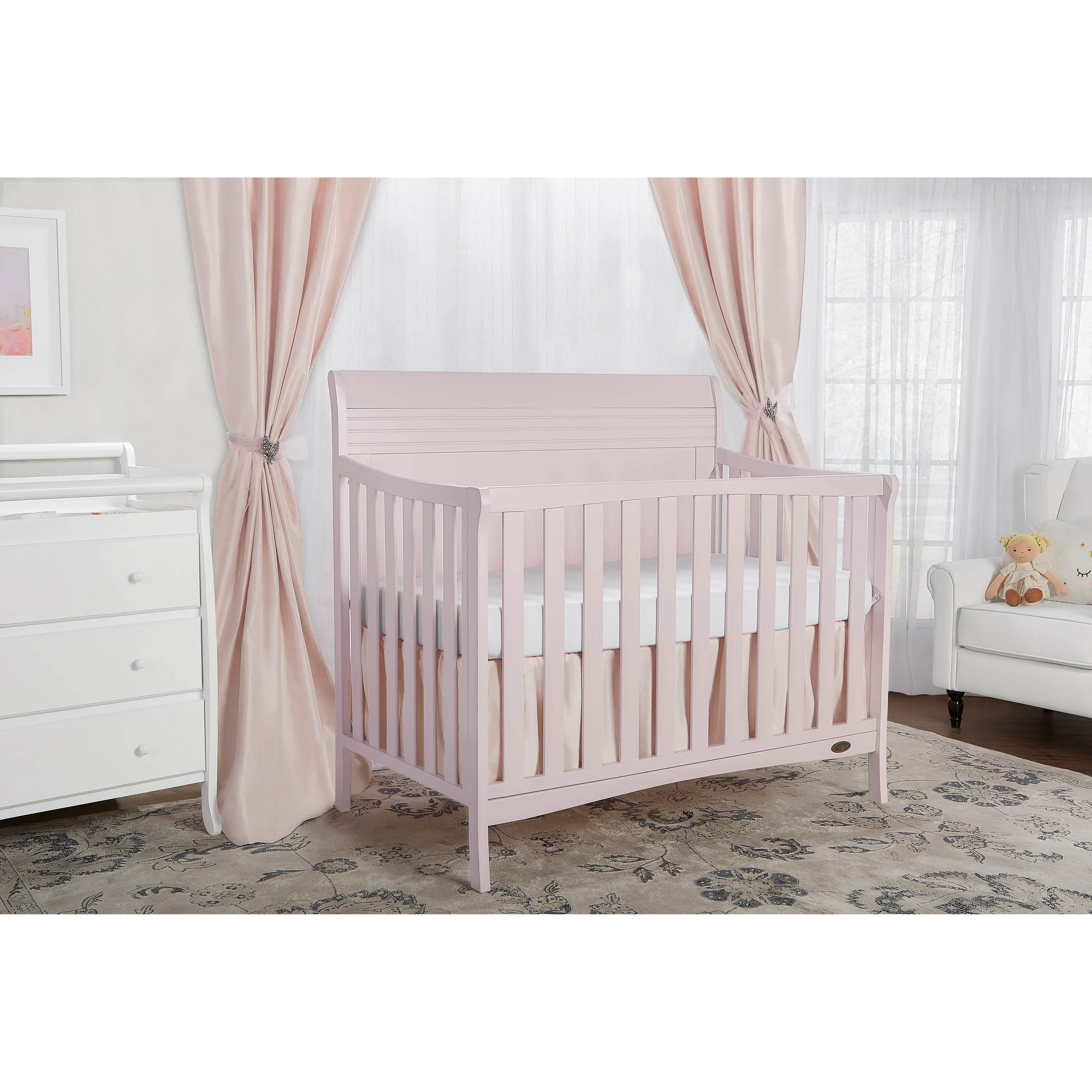 Blush Pink 5-in-1 Convertible Crib - Bailey-7