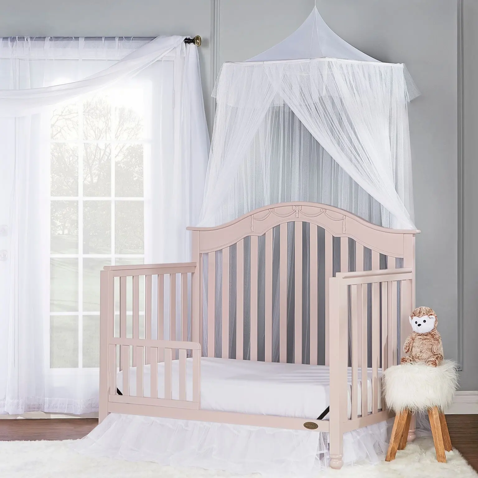 Blush Pink 5-in-1 Convertible Crib - Charlotte-1