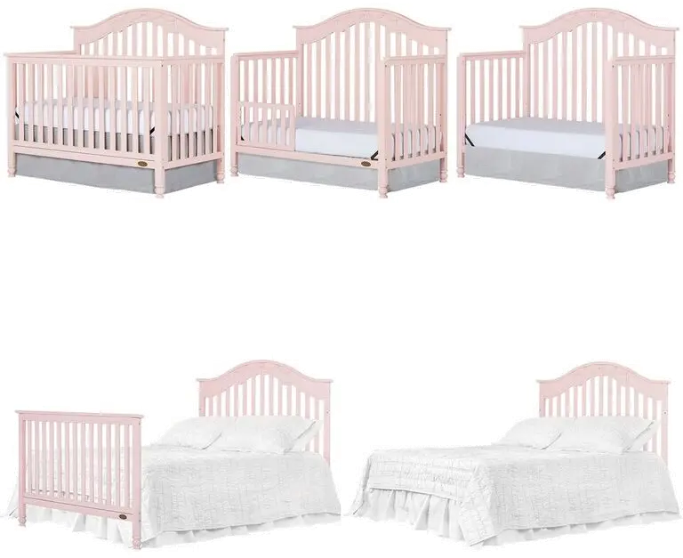 Blush Pink 5-in-1 Convertible Crib - Charlotte-5