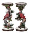 Assorted Resin Candle Holder with Cardinal on Branch with Holly