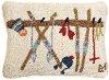 Clearance Hand Hooked Wool Ski Rack Throw Pillow