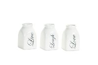 Assorted 6 Inch Live Love Laugh White Ceramic Milk Bottle