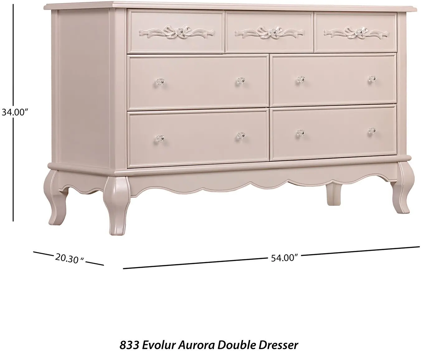 Blush Pink 7-Drawer Double Dresser - Aurora -2