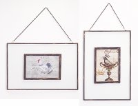 Assorted Metal and Glass Hanging Picture Frame with Chain