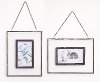 Assorted Metal and Glass Hanging Picture Frame with Chain