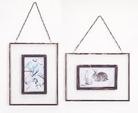 Assorted Metal and Glass Hanging Picture Frame with Chain