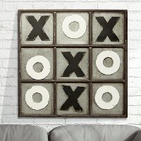 Distressed Metallic Tic Tac Toe Wall Decor-2