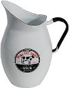 White and Black Vintage Enamel Pitcher