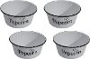 Set of 4 White Enamelware Popcorn Bowls