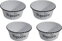 Set of 4 White Enamelware Popcorn Bowls