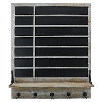 Wood Chalkboard with Shelf and 5 Hangers