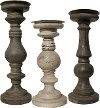 12 Inch Distressed Shade of Gray Wood Candle Holder
