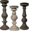 12 Inch Distressed Shade of Gray Wood Candle Holder