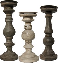 12 Inch Distressed Shade of Gray Wood Candle Holder