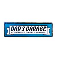 Distressed Blue Dad's Garage Metal Sign