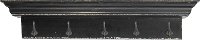 60 Inch Black Wooden Shelf with 5 Hooks