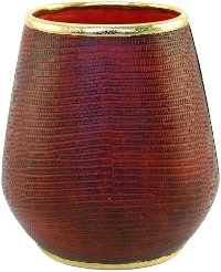 10 Inch Rust Orange Lizard Skin Finish Flower Vase