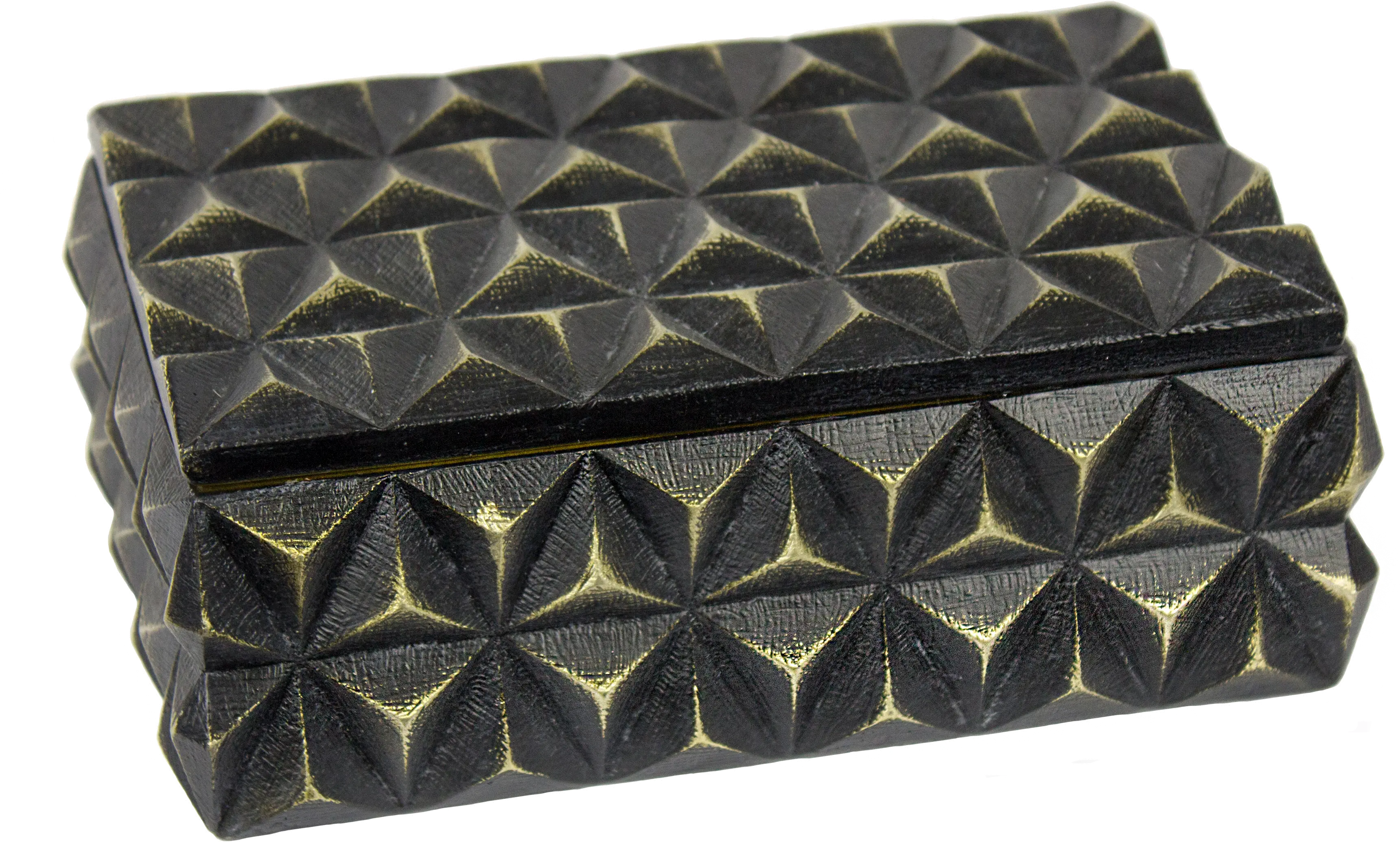 Black Resin Rectangular Lidded Box-1