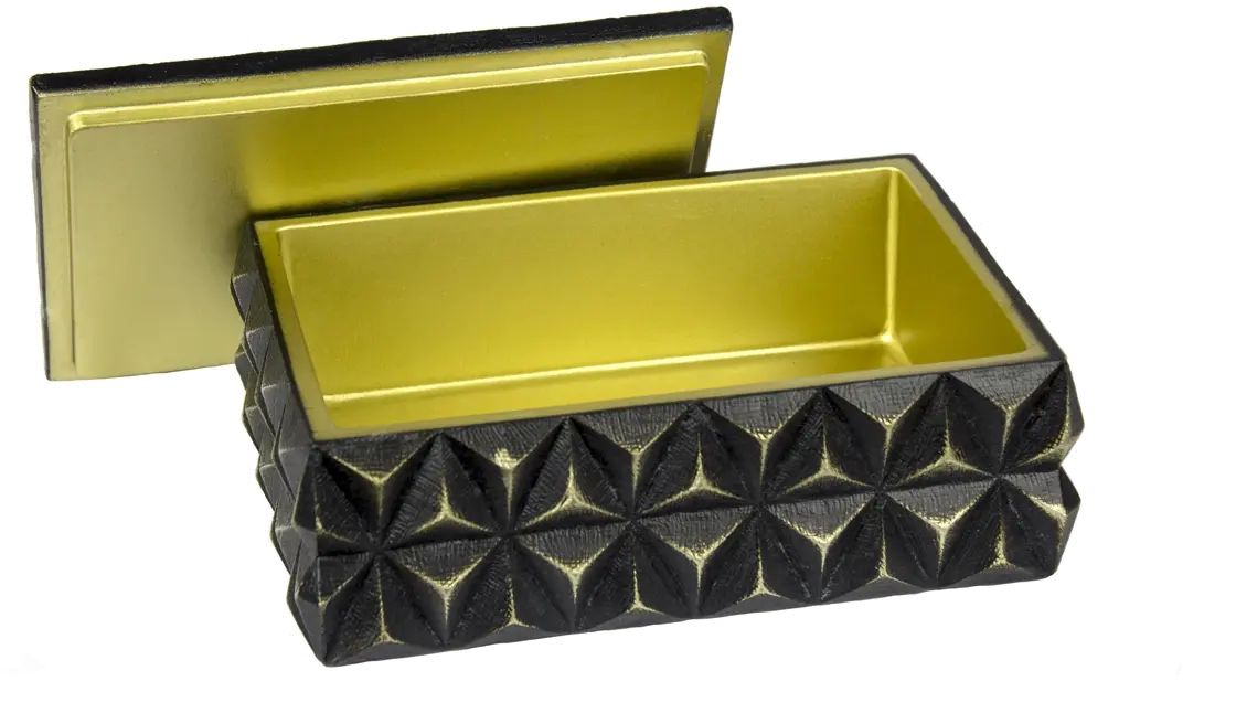 Black Resin Rectangular Lidded Box-2