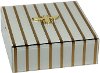White Decorative Box with Gold Stripes and Bee Accent